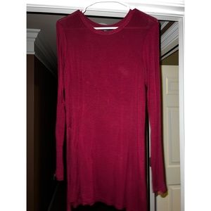 Forever 21 Wine Long Sleeve Below the Knee Dress
